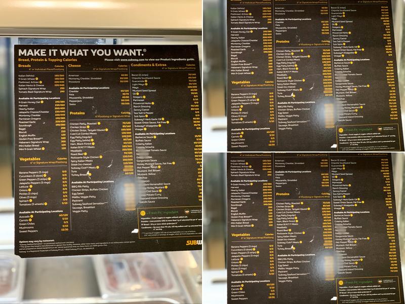 Subway Menu