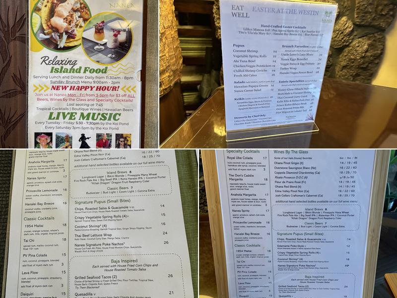 Nanea Restaurant and Bar Menu