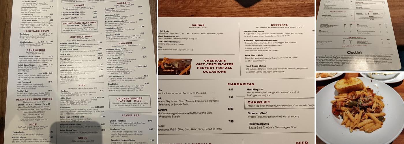 Cheddar's Scratch Kitchen Menu