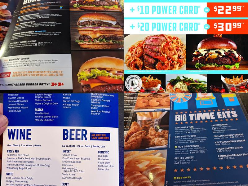 Dave & Buster's Manchester Menu