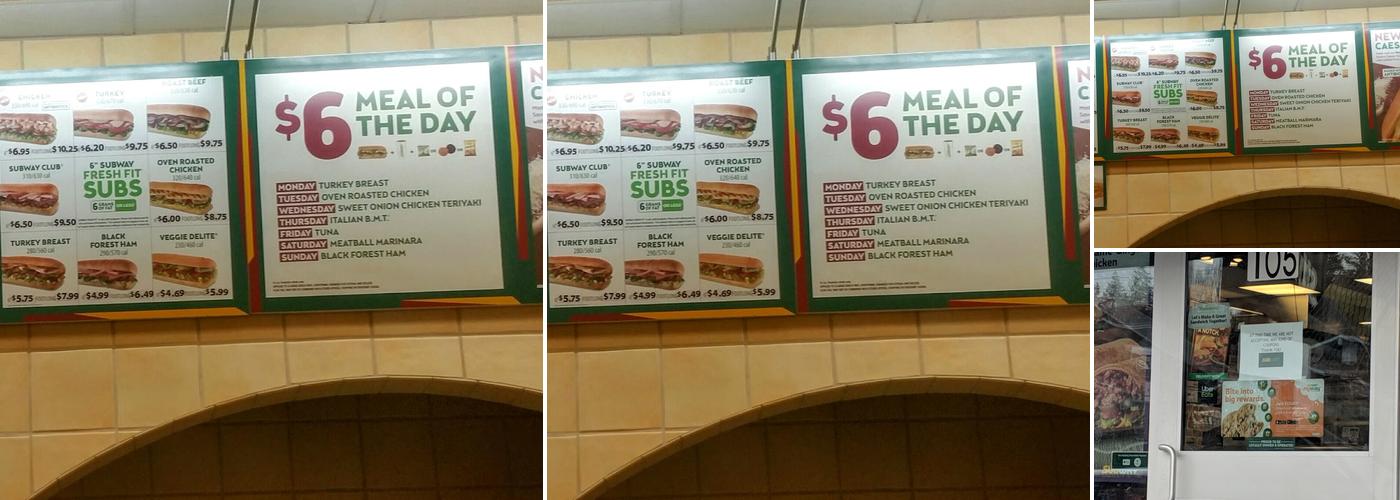 Subway Menu