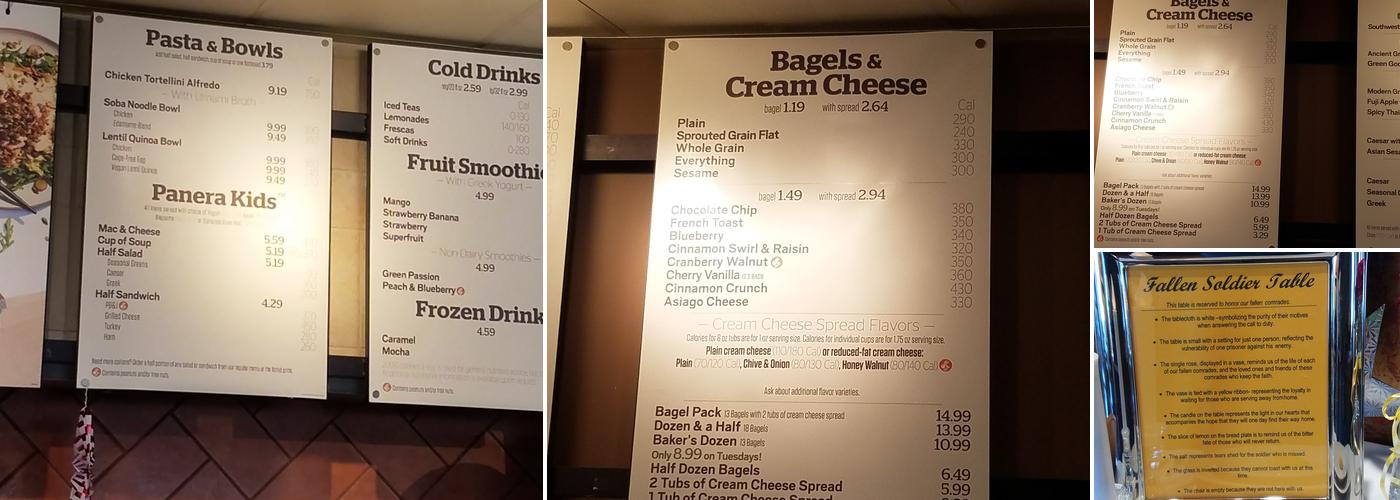 Panera Bread Menu