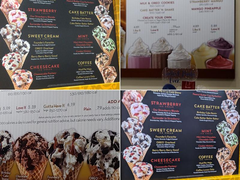 Cold Stone Creamery Menu