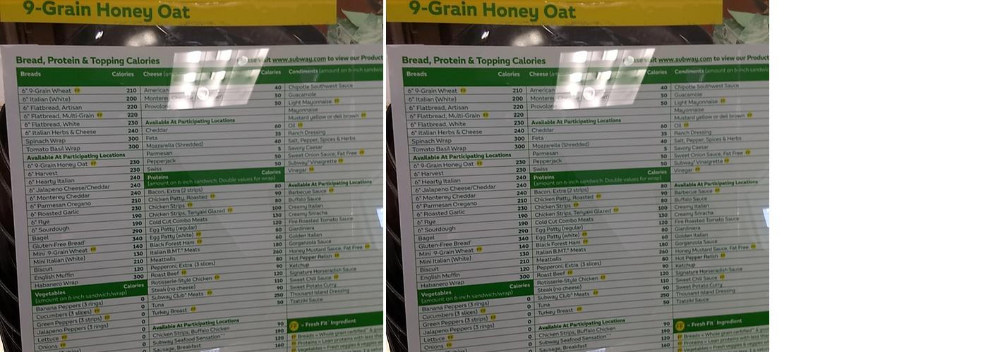 Subway Menu