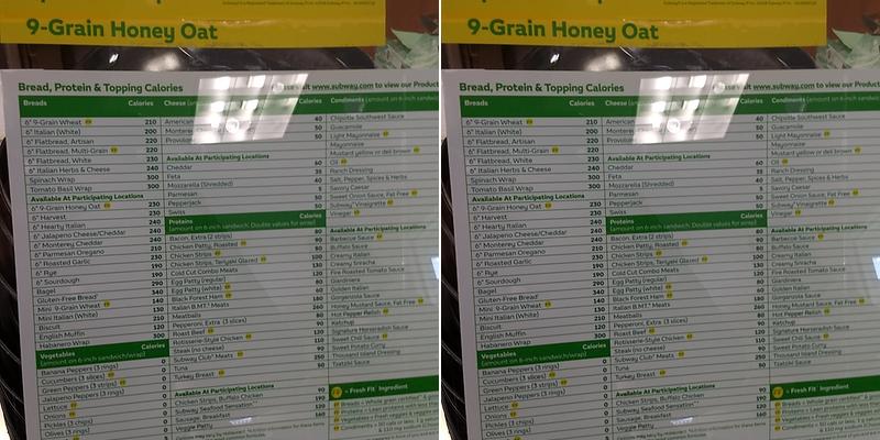 Subway Menu