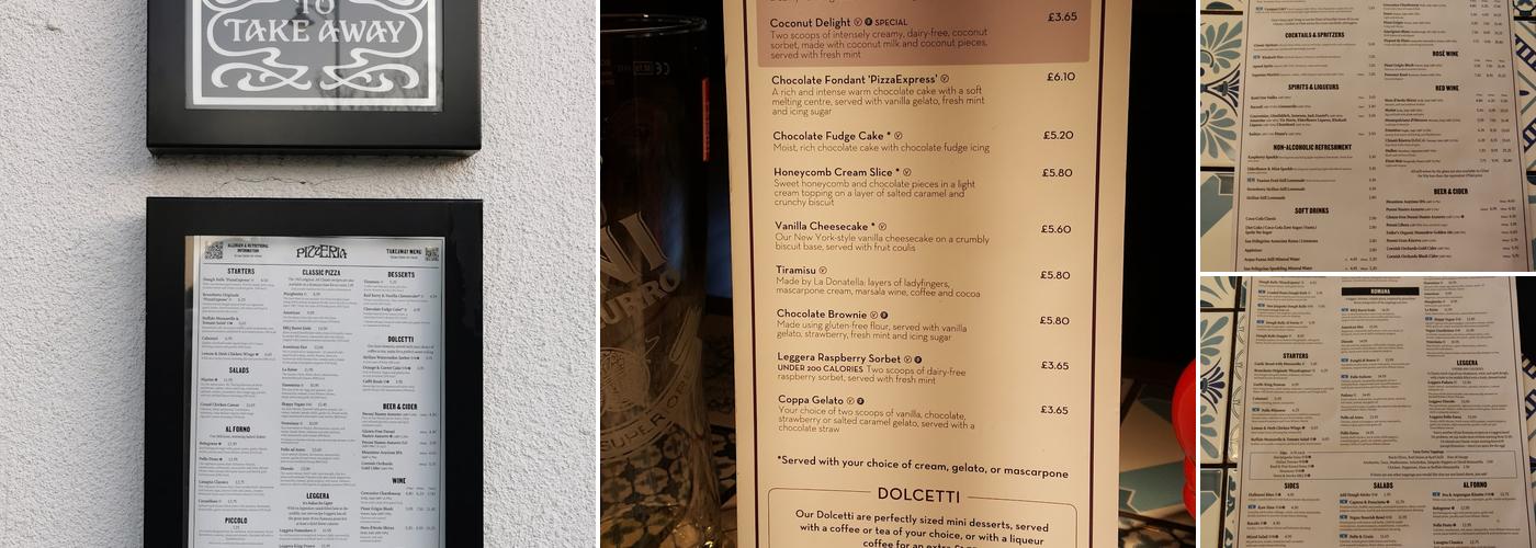 Pizza Express Rayleigh Menu