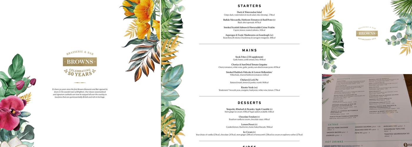 Browns Glasgow Menu