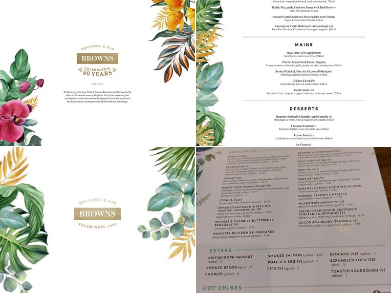 Browns Glasgow Menu