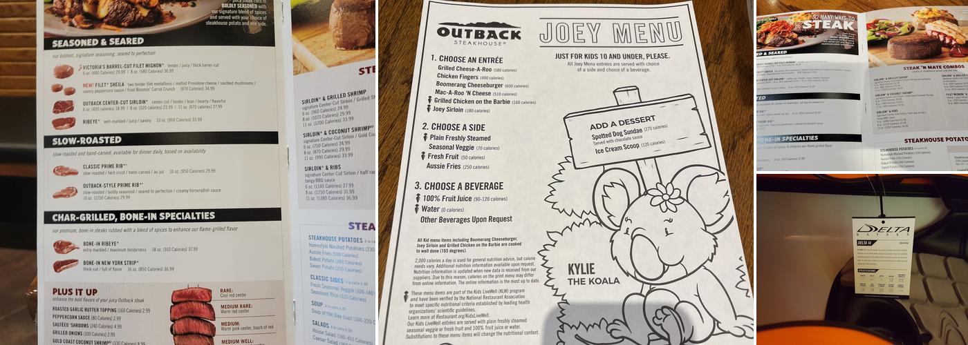 Outback Steakhouse Menu
