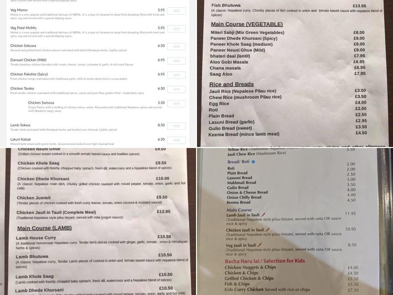 Da Mount Gurkha Menu