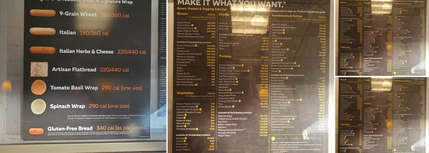 Subway Menu