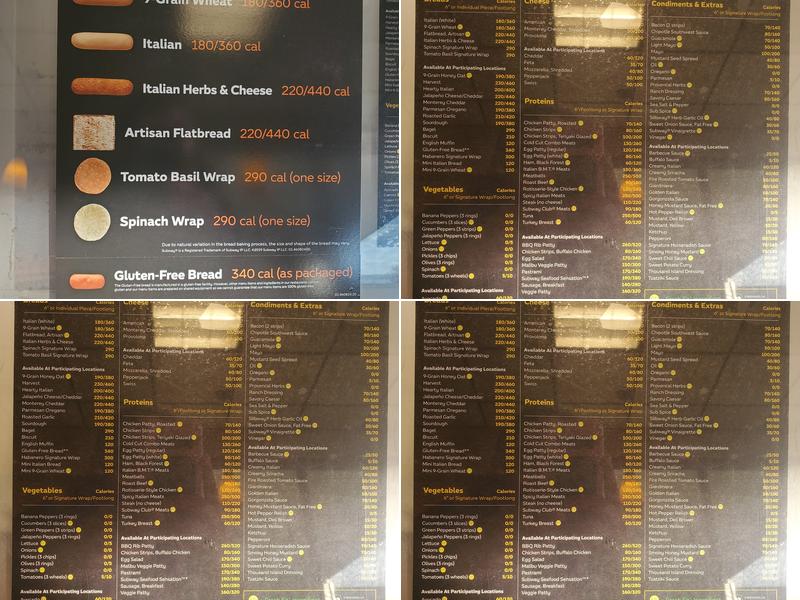 Subway Menu