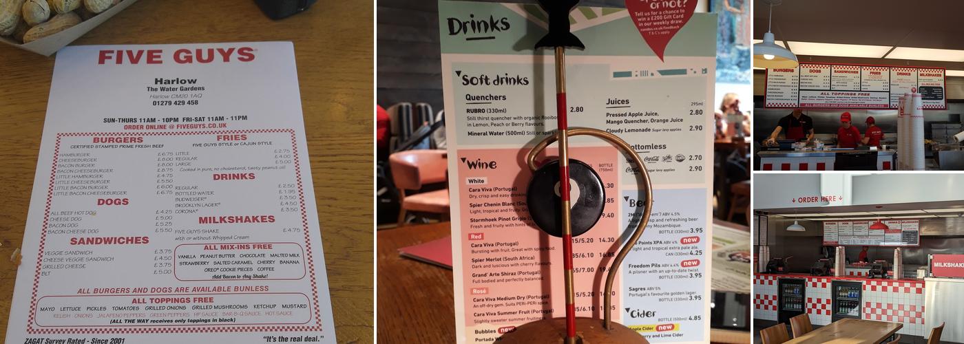 Five Guys Harlow Water Gardens Menu