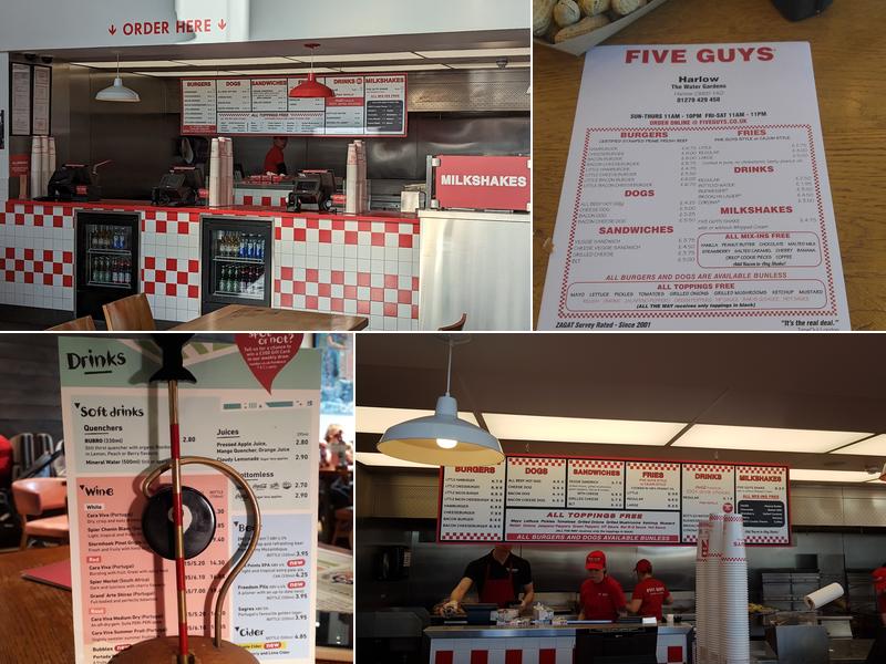 Five Guys Harlow Water Gardens Menu