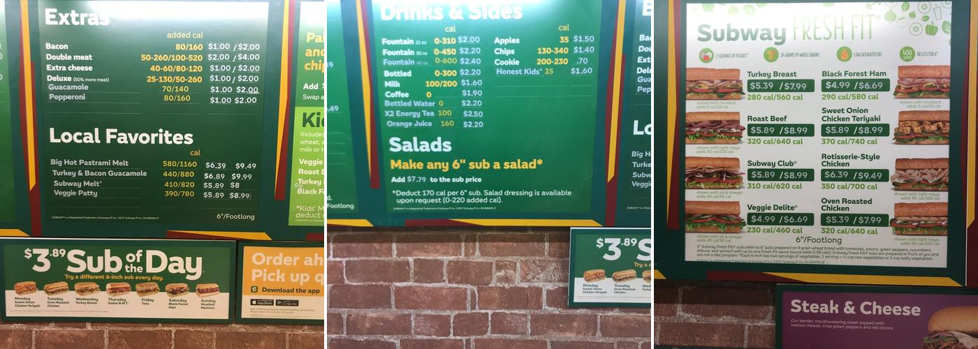 Subway Menu