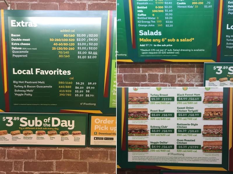 Subway Menu