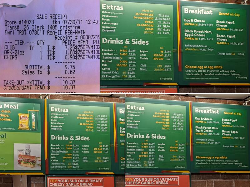 Subway Menu