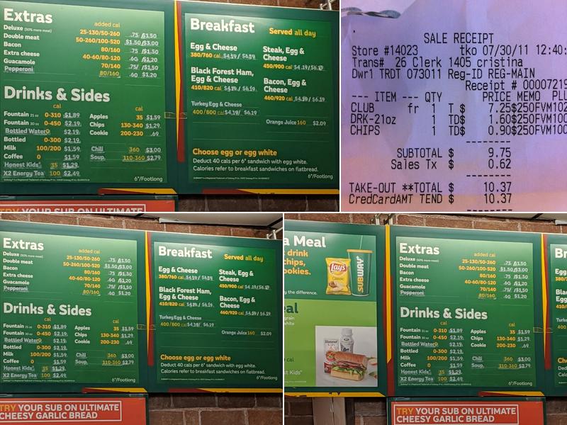 Subway Menu