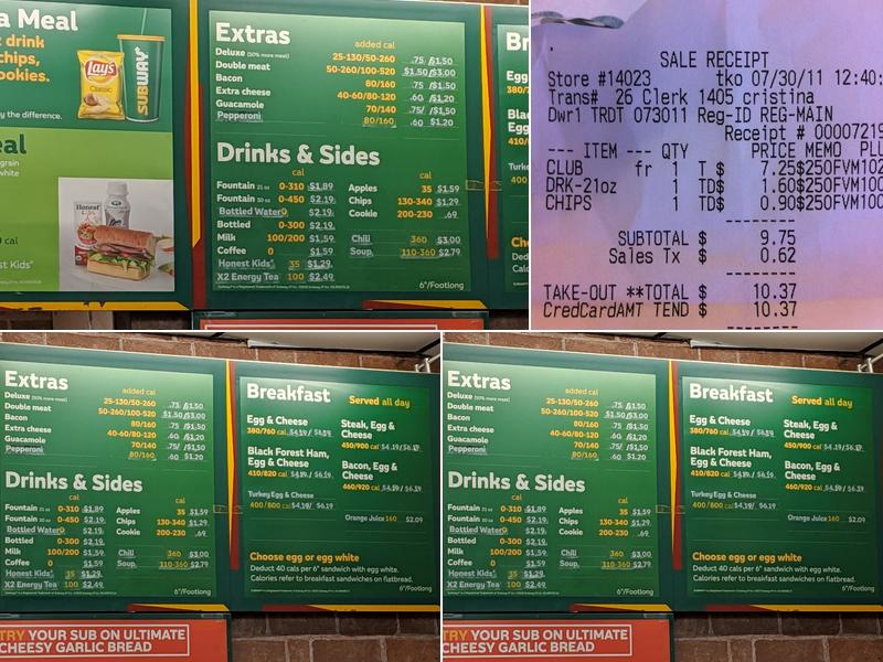 Subway Menu