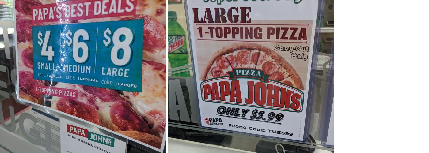 Papa Johns Pizza Menu