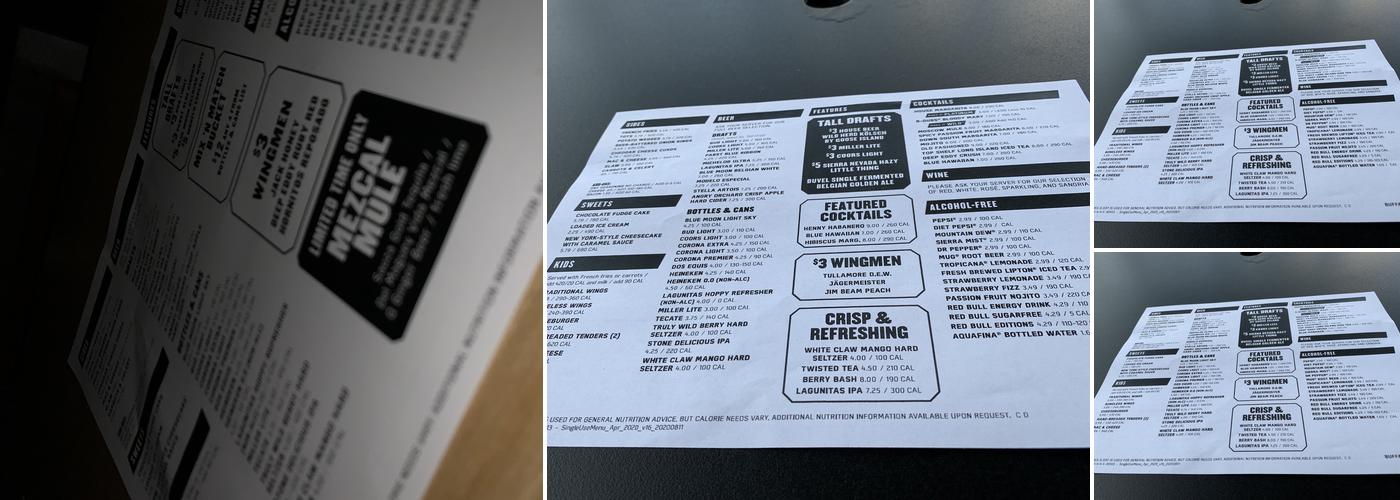 Buffalo Wild Wings Menu