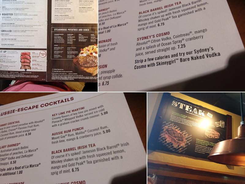 Outback Steakhouse Menu