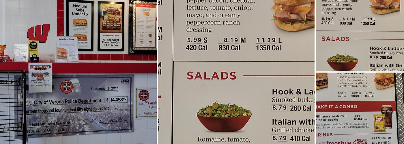 Firehouse Subs Mineral Point Menu