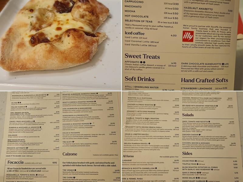 Prezzo Lakeside Menu
