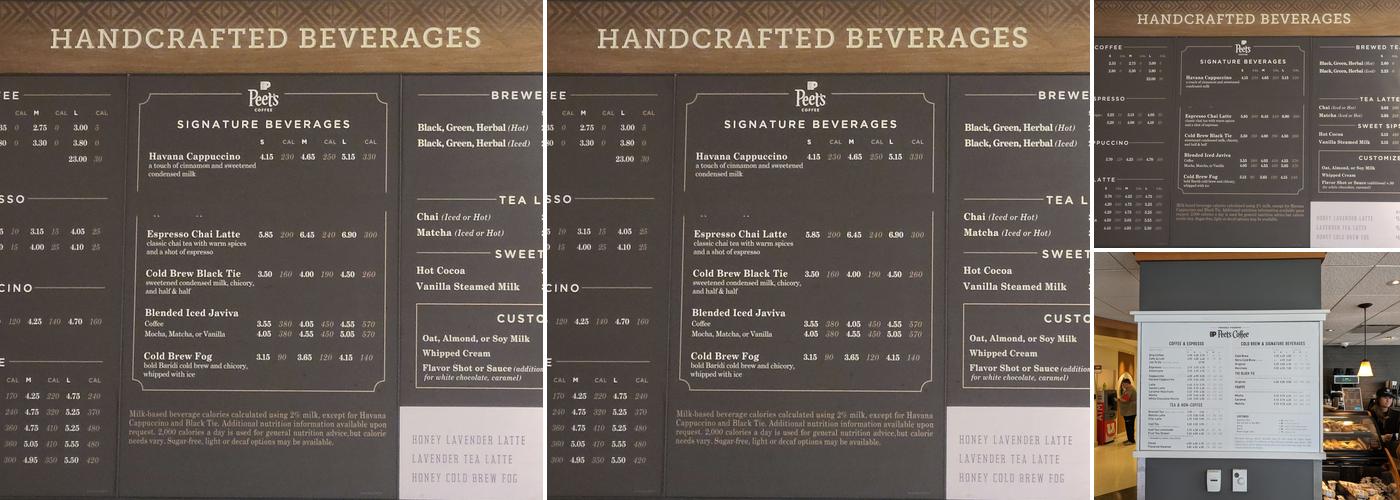 Peet's Coffee & Tea Menu