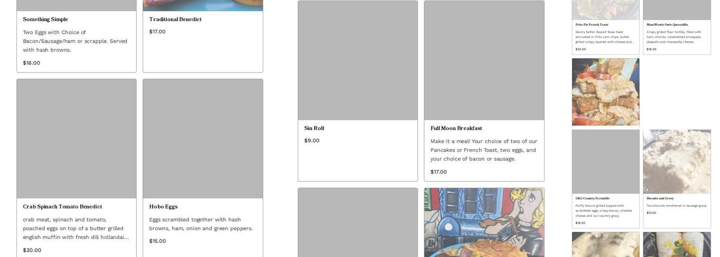 Blue Moon Cafe Menu