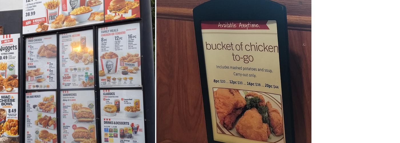 KFC Menu