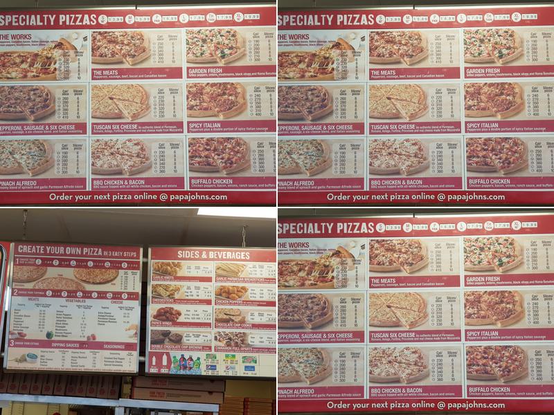 Papa Johns Pizza Menu