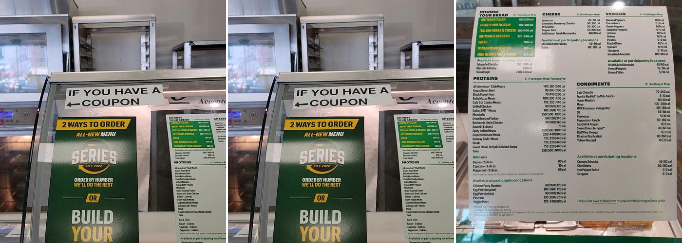 Subway Menu