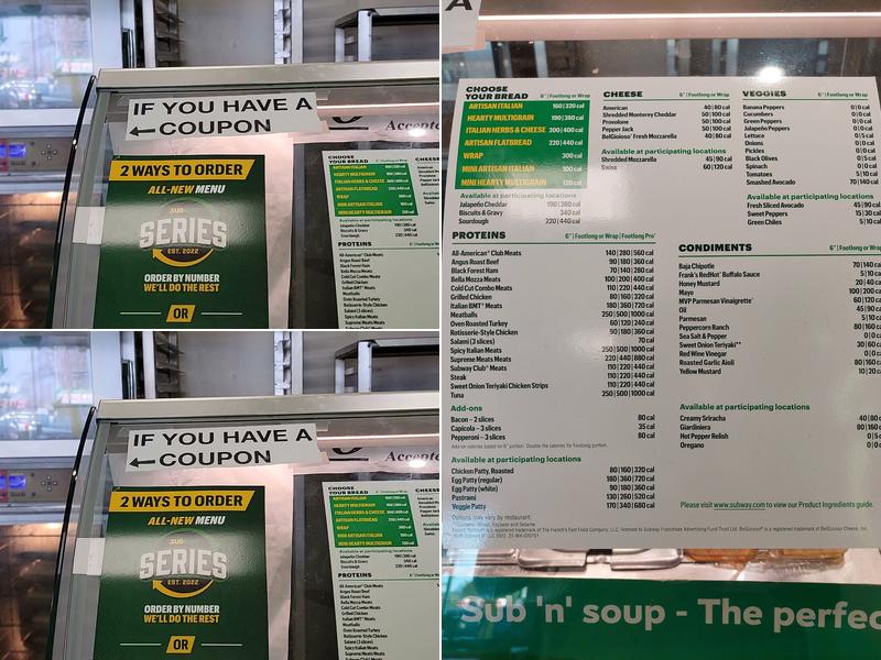 Subway Menu