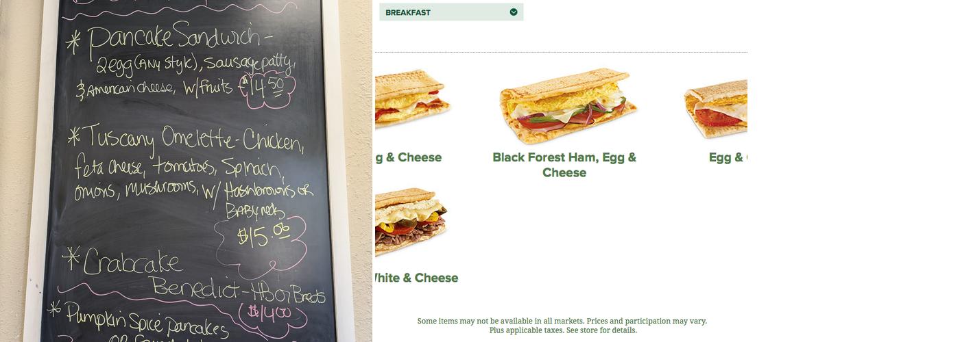 Subway Menu