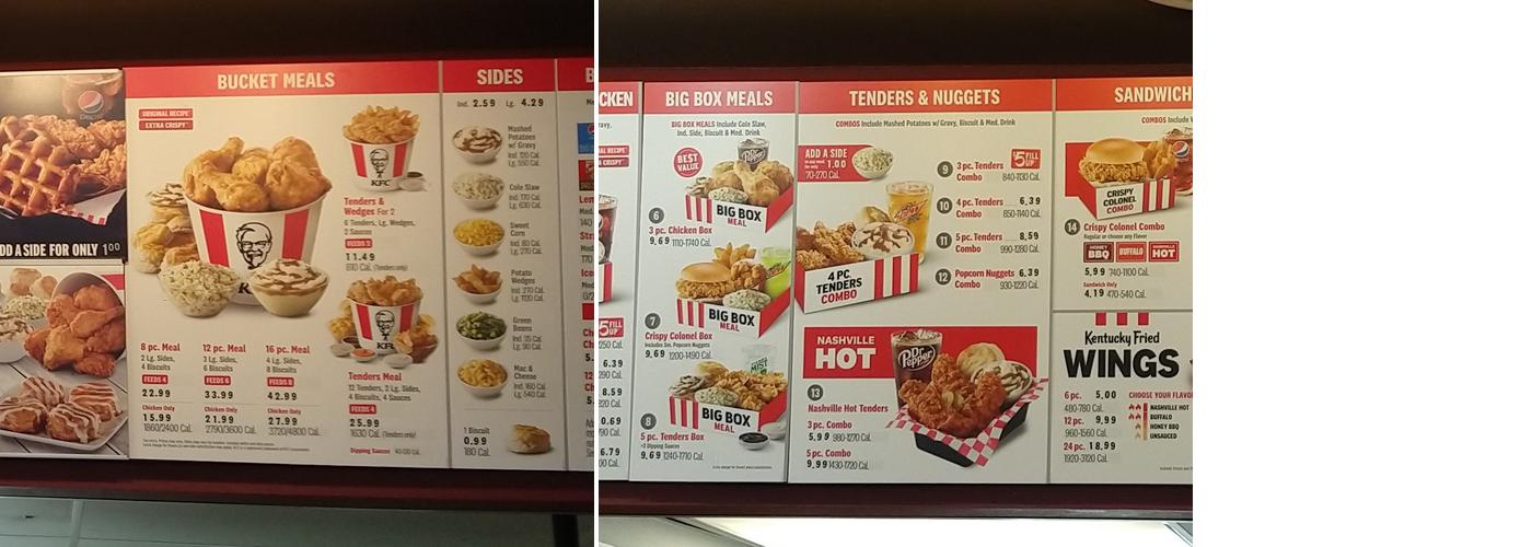 KFC Menu