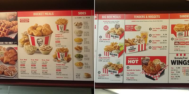 KFC Menu
