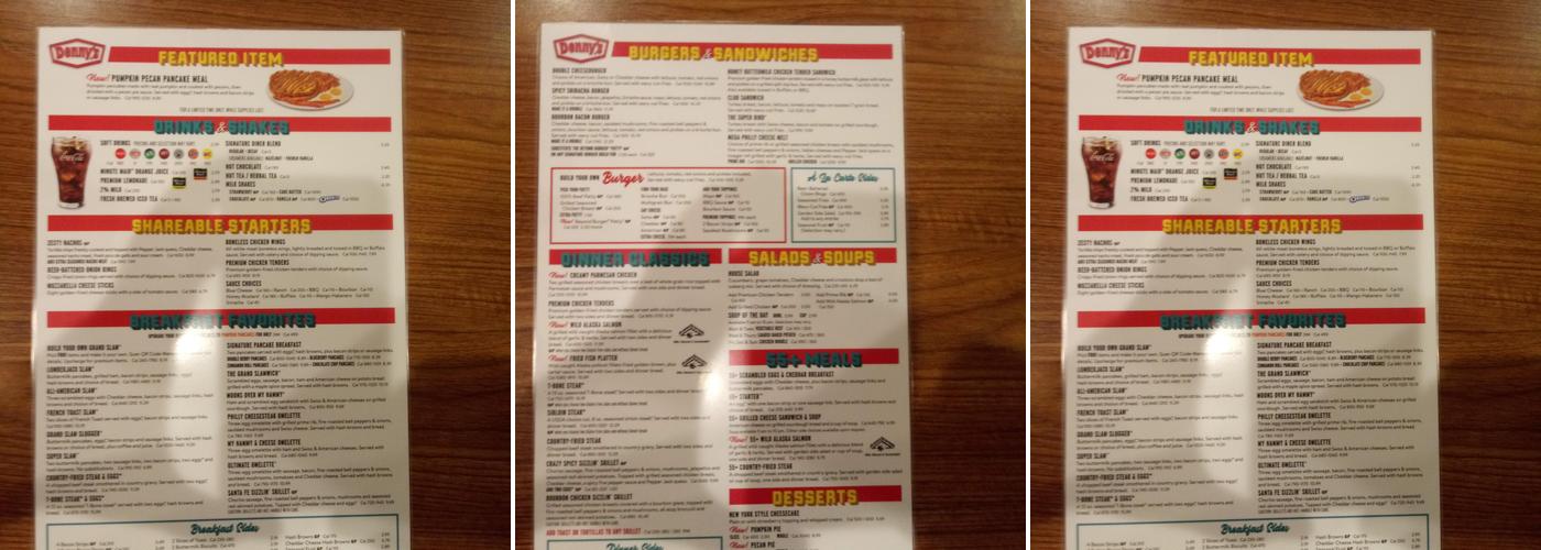 Denny's Restaurant Menu