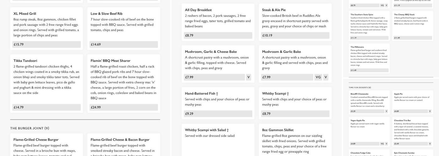 The Southern Cross Menu