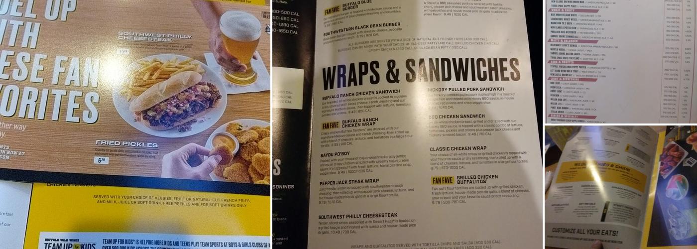 Buffalo Wild Wings Menu