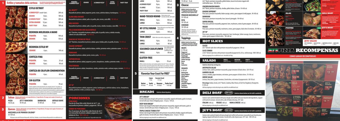 Jet's Pizza Menu