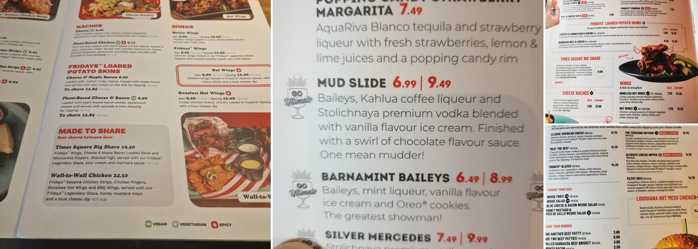 TGI Fridays - Telford Menu