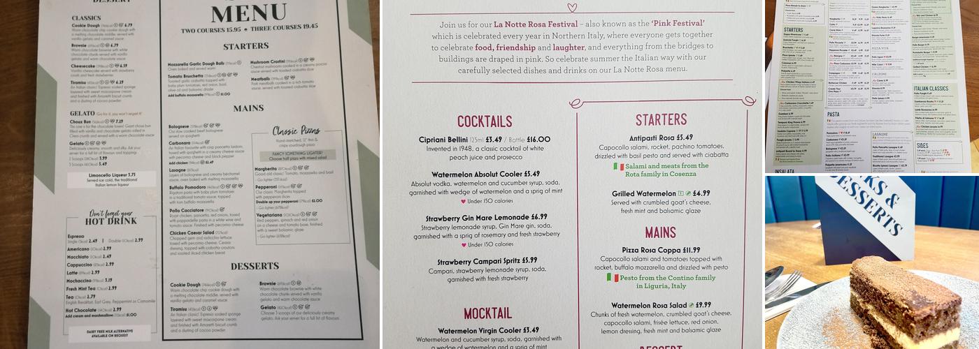 Bella Italia - Telford Menu