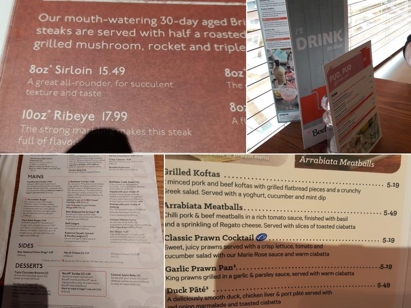 Euston Way Beefeater Menu