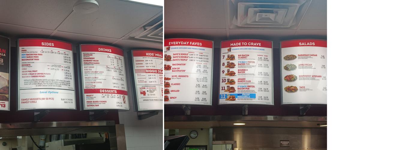 Wendy's Menu