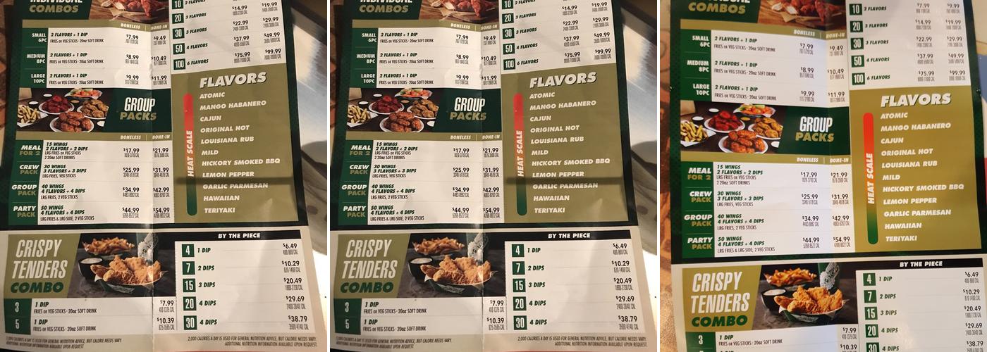Wingstop Menu