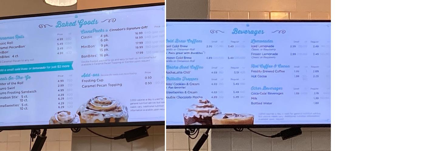 Cinnabon Menu