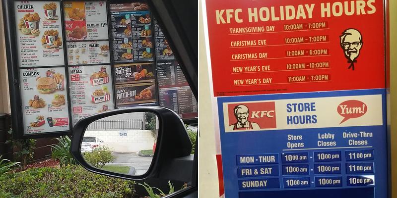 KFC Menu