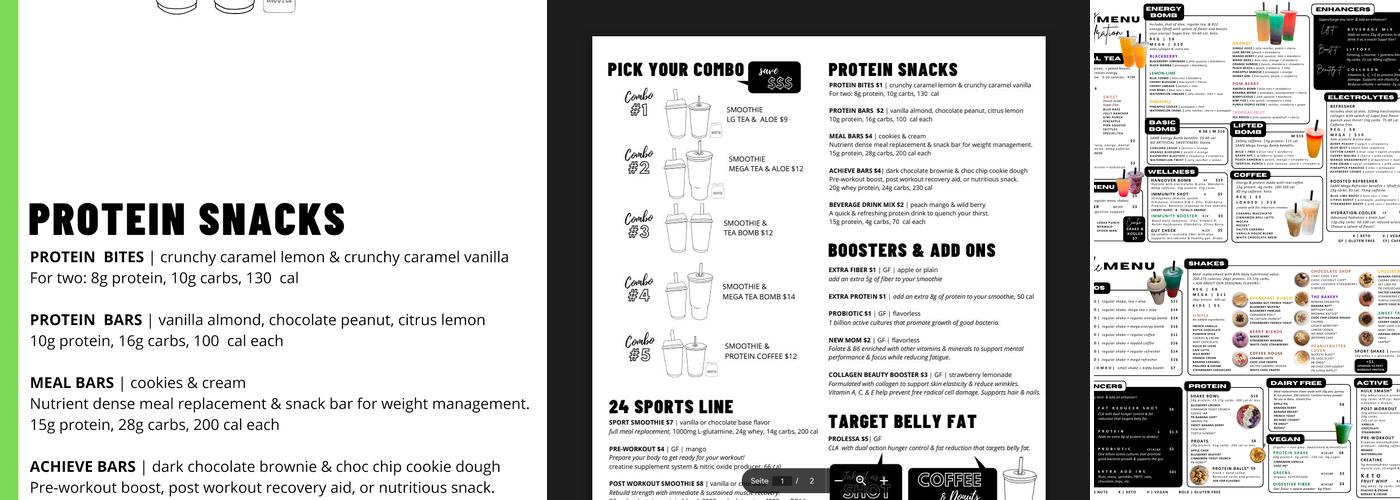 The Healthy Panther Menu