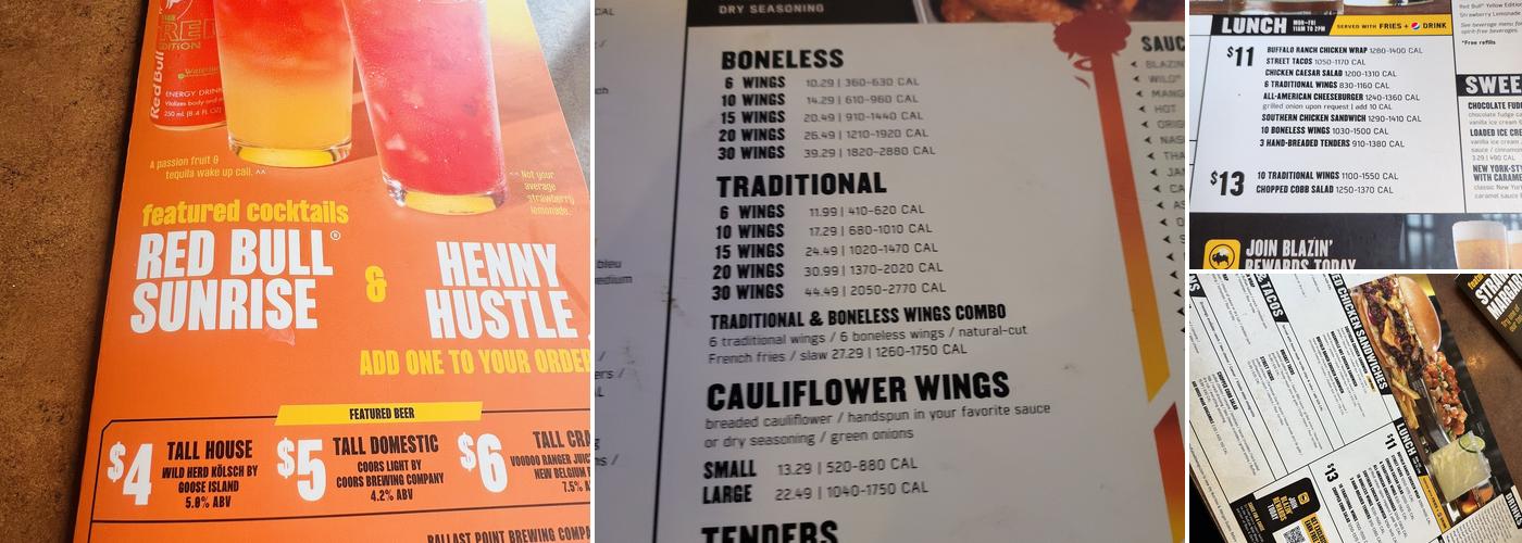 Buffalo Wild Wings Menu